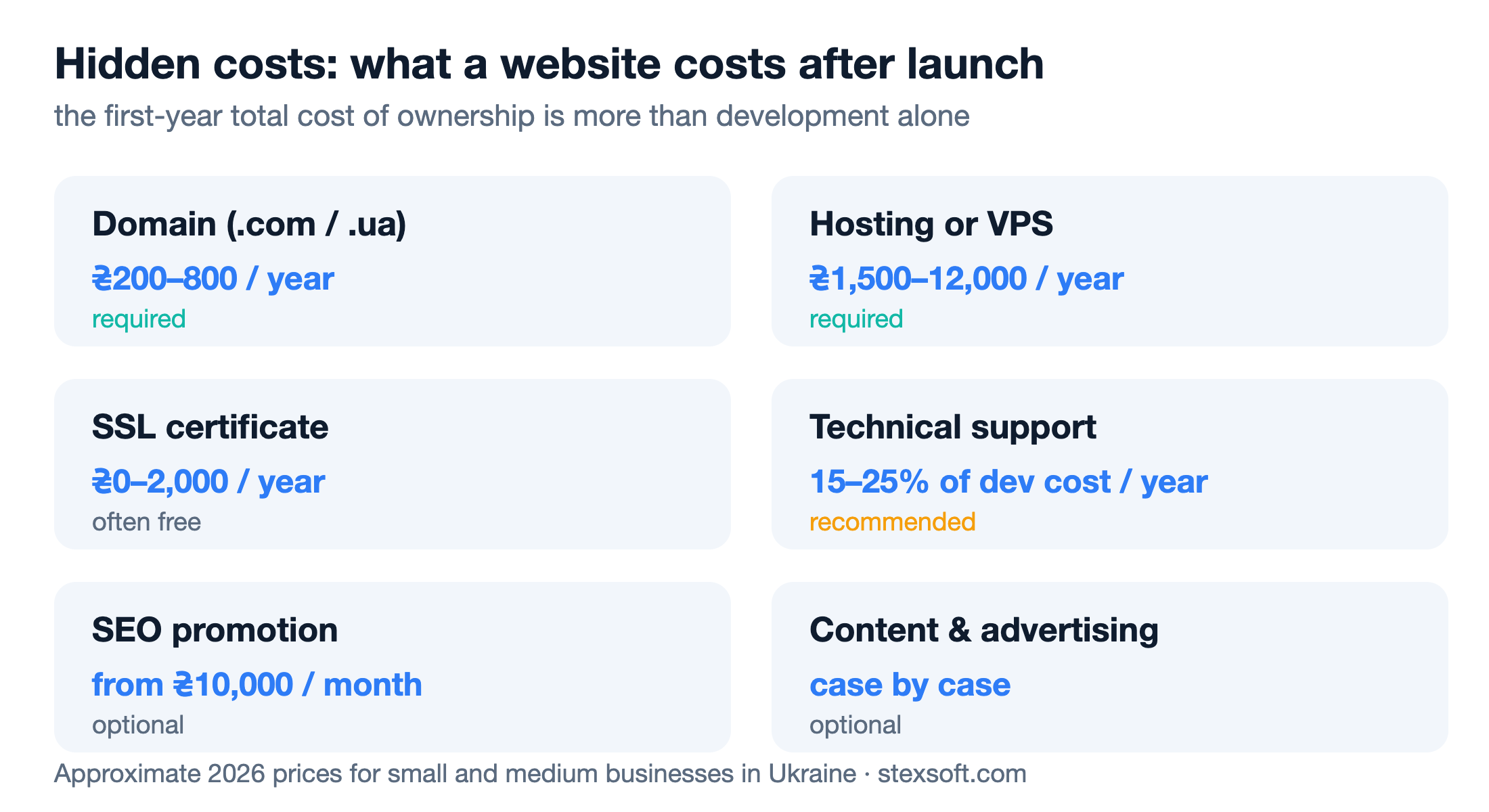Hidden website costs in the first year